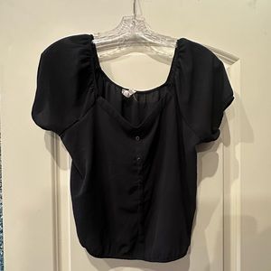 Gliks Brand Cropped Blouse, Size Medium, Black